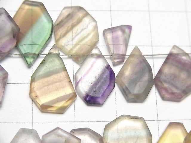 [Video] Multicolor Fluorite AA+ Rough Slice Faceted 1strand beads (aprx.4inch/9cm)