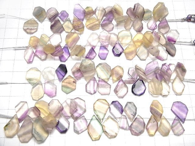 [Video] Multicolor Fluorite AA+ Rough Slice Faceted 1strand beads (aprx.4inch/9cm)