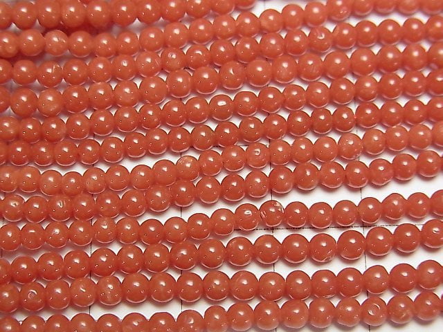 [Video] Sardinian Coral, Red Coral Round 3-3.5mm half or 1strand beads (aprx.20inch/50cm)