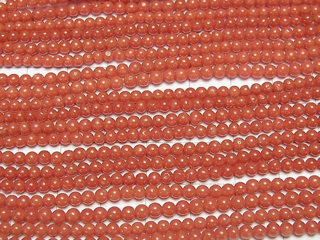 [Video] Sardinian Coral, Red Coral Round 3-3.5mm half or 1strand beads (aprx.20inch/50cm)