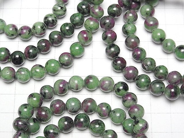 [Video]Ruby Inzoisite Round 8mm Bracelet