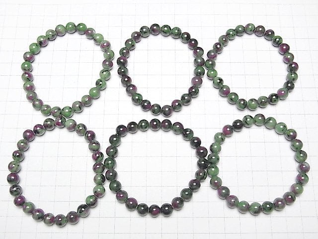 [Video]Ruby Inzoisite Round 8mm Bracelet