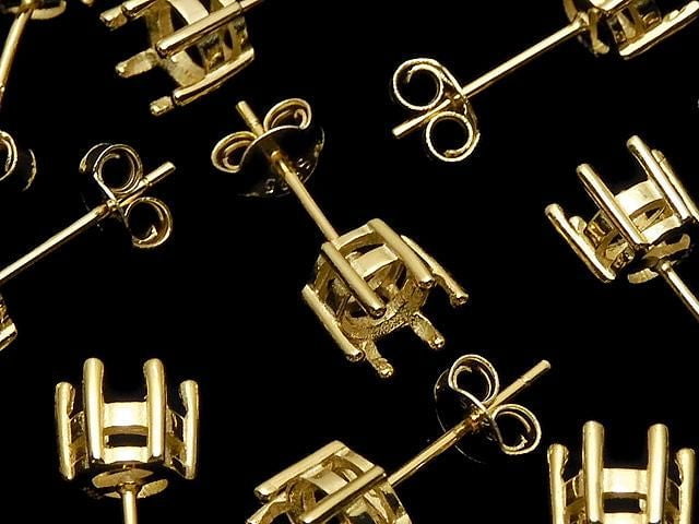 [Video] Silver925 6pcs Claw Earstuds Earring Frame & Catch for Round Faceted Earrings [3mm][4mm][5mm][6mm] 18KGP 1 pair (2 pieces)