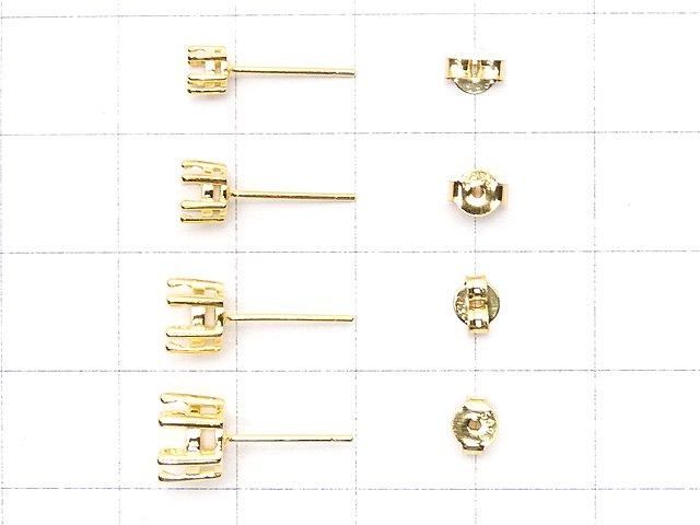 [Video] Silver925 6pcs Claw Earstuds Earring Frame & Catch for Round Faceted Earrings [3mm][4mm][5mm][6mm] 18KGP 1 pair (2 pieces)