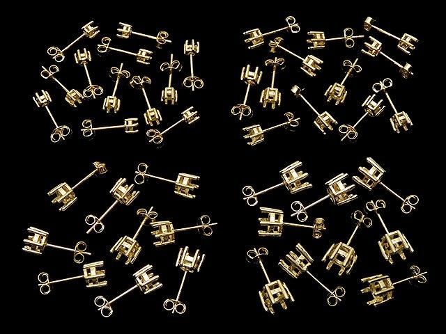 [Video] Silver925 6pcs Claw Earstuds Earring Frame & Catch for Round Faceted Earrings [3mm][4mm][5mm][6mm] 18KGP 1 pair (2 pieces)