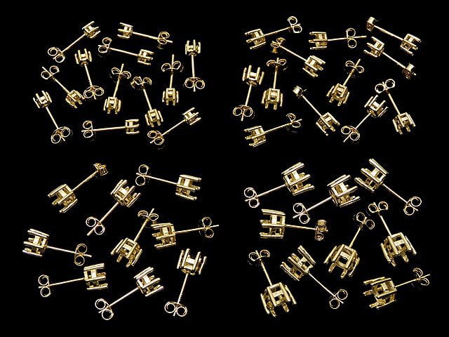 [Video]Silver925 6pcs Claw Earstuds Earrings Frame & Backing for Round Faceted [3mm][4mm][5mm][6mm] 18KGP 1pair (2 pieces)