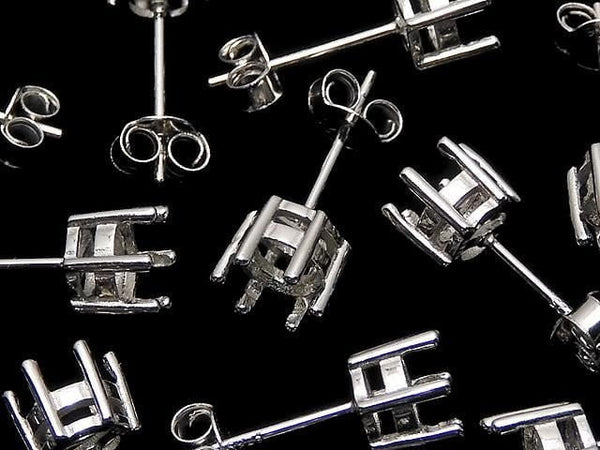 [Video] 6-Piece Silver925 Claw Earstuds, Earring Frame & Backing for Round Faceted [3mm][4mm][5mm][6mm] Rhodium Plated, 1 Pair (2 Pieces)