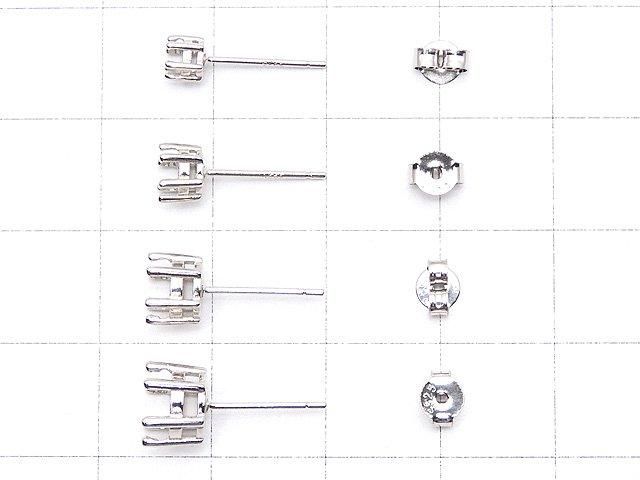 [Video] Silver925 6pcs Prong Earstuds Earring Frame & Catch for Round Faceted Earrings [3mm][4mm][5mm][6mm] Rhodium Plated 1 pair (2 pieces)