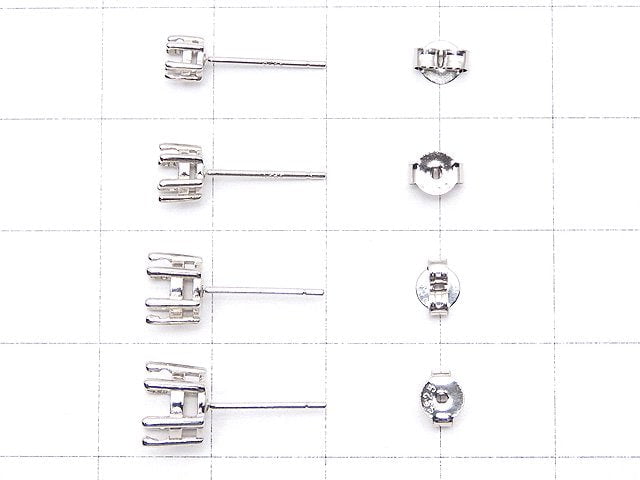 [Video] 6-Piece Silver925 Claw Earstuds, Earring Frame & Backing for Round Faceted [3mm][4mm][5mm][6mm] Rhodium Plated, 1 Pair (2 Pieces)