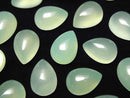 [Video] Apple Green Chalcedony AAA Pear shape Cabochon 14x10mm 3pcs