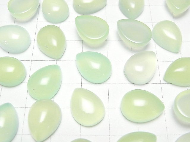 [Video] Apple Green Chalcedony AAA Pear shape Cabochon 16x12mm 1pc