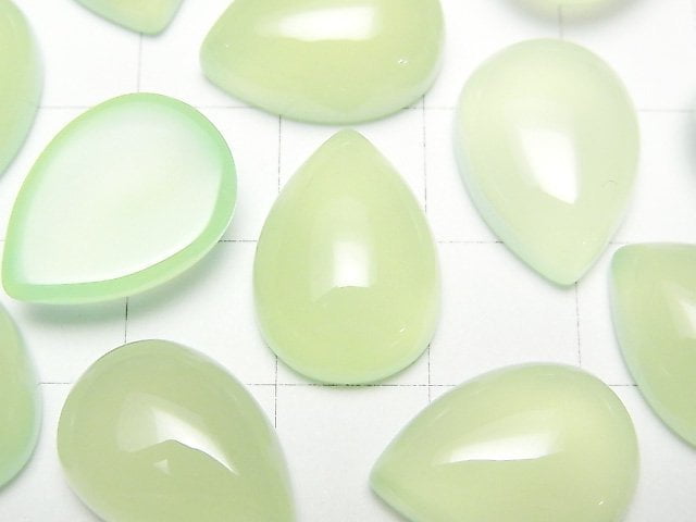 [Video] Apple Green Chalcedony AAA Pear shape Cabochon 18x13mm 1pc