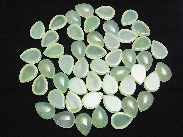 [Video] Apple Green Chalcedony AAA Pear shape Cabochon 18x13mm 1pc