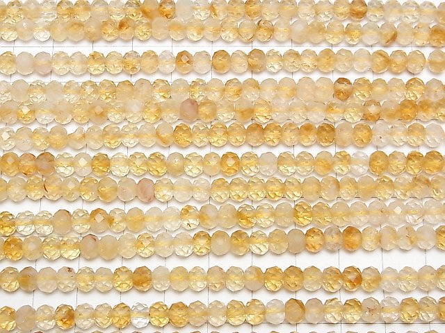 [Video]High Quality! Bi-color Citrine AA+ Faceted Button Rondelle 6x6x4.5mm half or 1strand beads (aprx.15inch/37cm)
