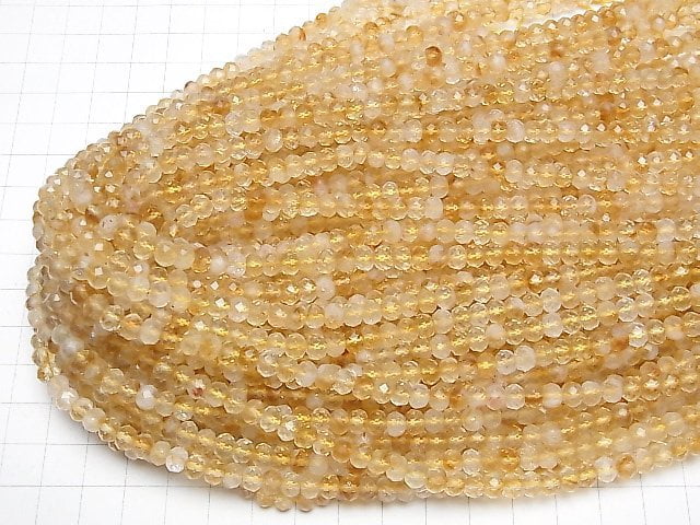 [Video]High Quality! Bi-color Citrine AA+ Faceted Button Roundel 6x6x4.5mm half or 1strand beads (aprx.15inch/37cm)