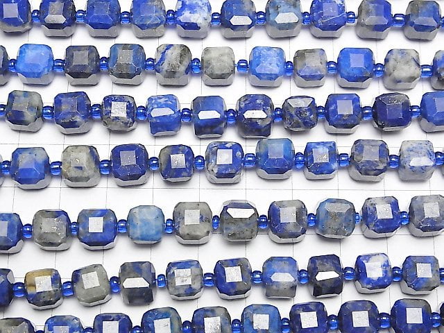 [Video]High Quality! Lapislazuli AA Cube Shape 8x8x8mm half or 1strand beads (aprx.15inch/37cm)