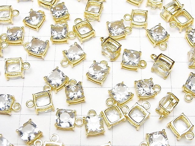 [Video]High Quality Aquamarine AAA Bezel Setting Square Faceted 6.5x6.5mm 18KGP 2pcs