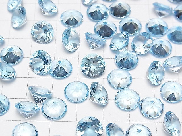 [Video]High Quality Sky Blue Topaz AAA Loose stone Round Faceted 10x10mm 2pcs