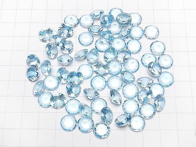 [Video]High Quality Sky Blue Topaz AAA Loose stone Round Faceted 10x10mm 2pcs