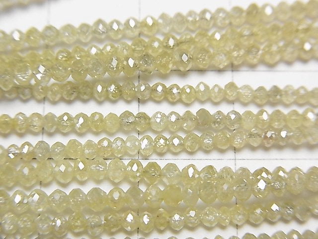 [Video]Unheated Yellow Diamond Faceted Button Rondelle 10pcs or 1strand beads (aprx.15inch/37cm)