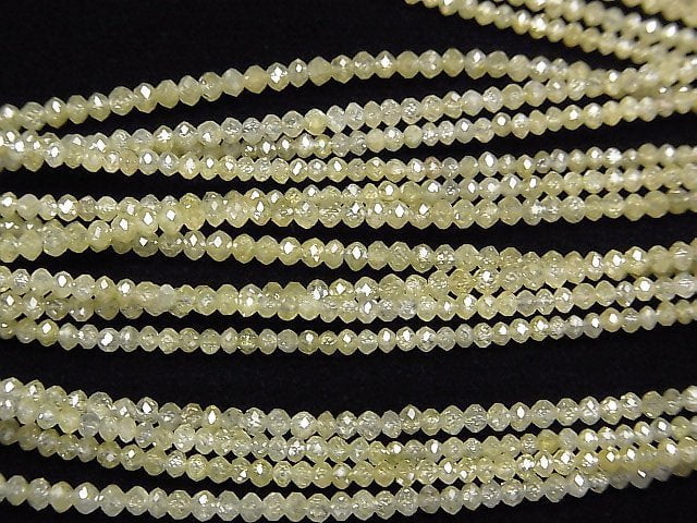 [Video]Unheated Yellow Diamond Faceted Button Rondelle 10pcs or 1strand beads (aprx.15inch/37cm)