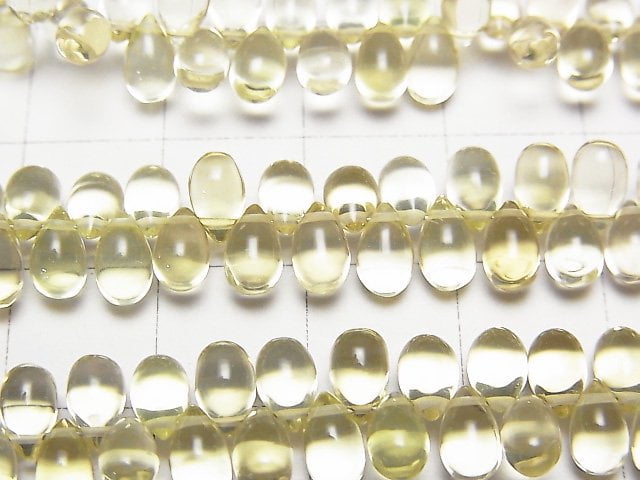 [Video]High Quality Lemon Quartz AAA Drop (Smooth) half or 1strand beads (aprx.7inch/18cm)