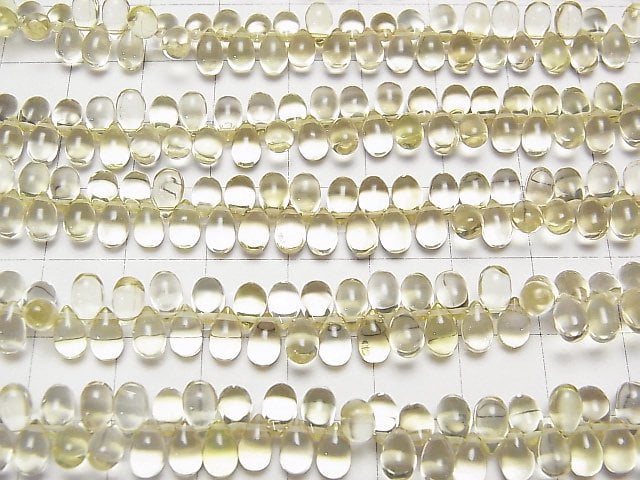 [Video]High Quality Lemon Quartz AAA Drop (Smooth) half or 1strand beads (aprx.7inch/18cm)