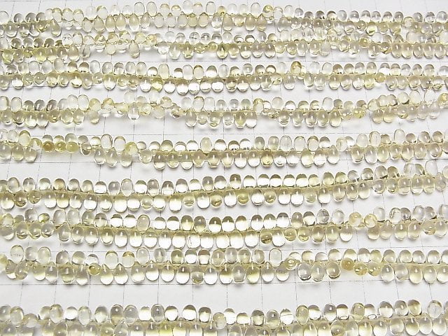 [Video]High Quality Lemon Quartz AAA Drop (Smooth) half or 1strand beads (aprx.7inch/18cm)