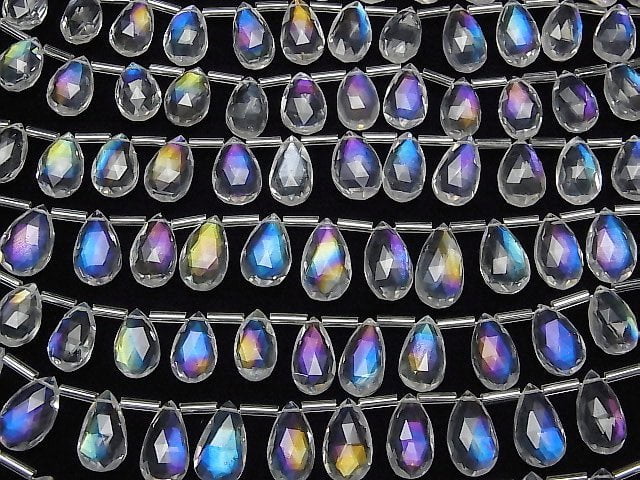 [Video] Doublet Crystal AAA Pear shape Faceted Briolette Rainbow color half or 1strand (12pcs )