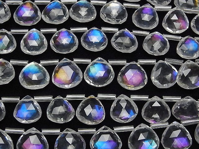 [Video] Doublet Crystal AAA Chestnut Faceted Briolette Rainbow color half or 1strand (12pcs)