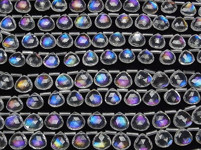 [Video] Doublet Crystal AAA Chestnut Faceted Briolette Rainbow color half or 1strand (12pcs)
