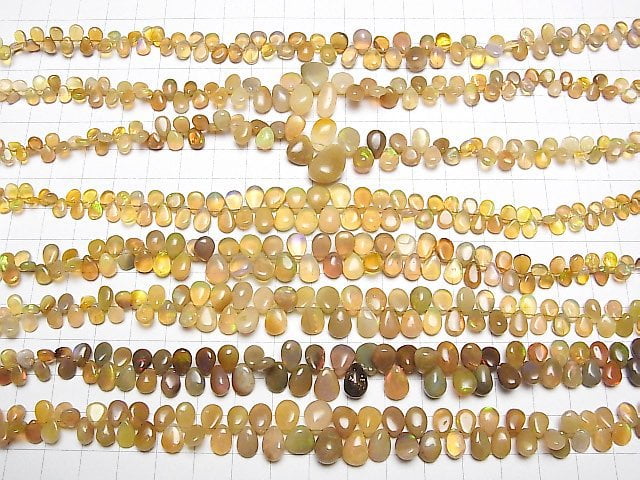 [Video]High Quality Ethiopia Opal AA++ Pear shape (Smooth) half or 1strand beads (aprx.7inch/18cm)