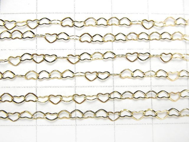 12KGF Flat Heart Cable Chain 3.8x2.8mm 10cm