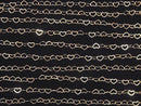 12KGF Flat Heart Cable Chain 3.8x2.8mm 10cm
