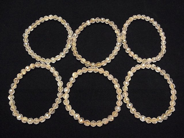 [Video]High Quality! Rutilated Quartz AA++ Star Faceted Round 6mm Bracelet