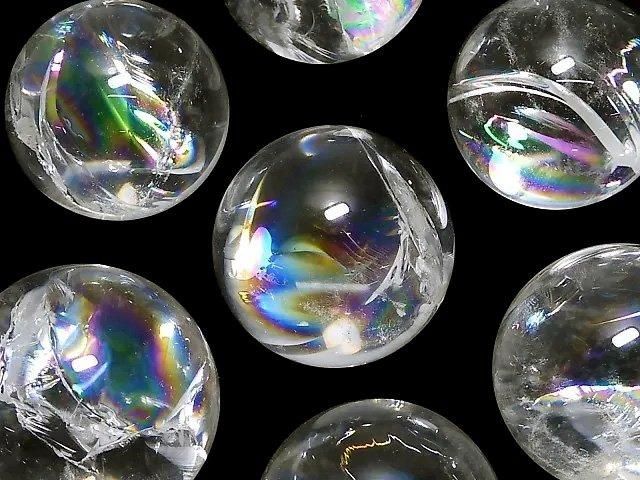 [Video] Iris Quartz (Rainbow Quartz) AA++ Sphere, Round 22-25mm 3pcs