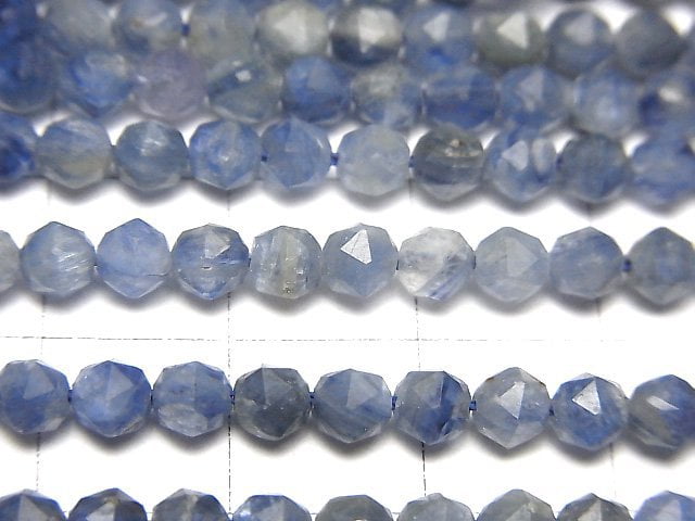 [Video]High Quality! Kyanite AA Star Faceted Round 4mm 1strand beads (aprx.15inch/37cm)