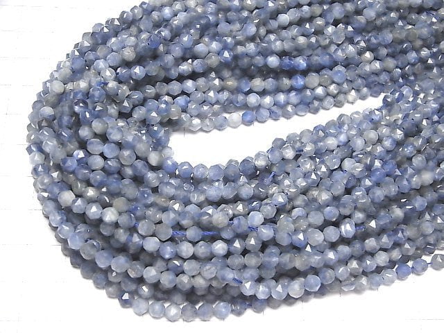 [Video]High Quality! Kyanite AA Star Faceted Round 4mm 1strand beads (aprx.15inch/37cm)