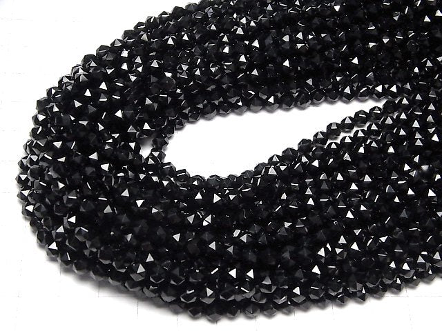 [Video]High Quality! Black Spinel AAA Star Faceted Round 5mm 1strand beads (aprx.15inch/37cm)