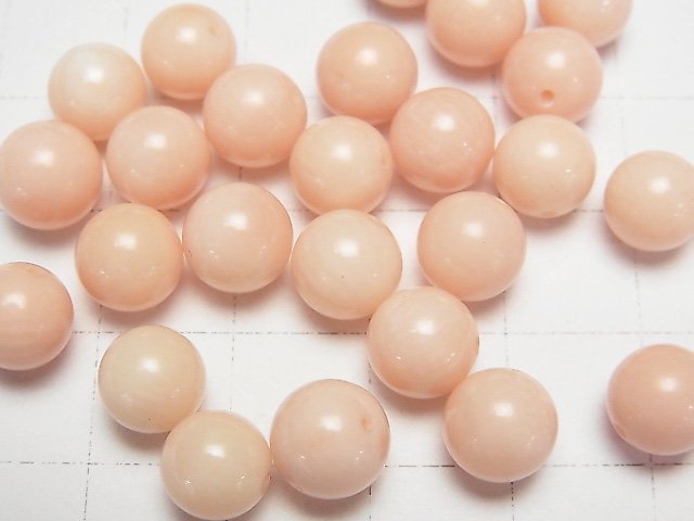 [Video]Light Orange Coral (Dyed) Half Drilled Hole Round 8mm 4pcs