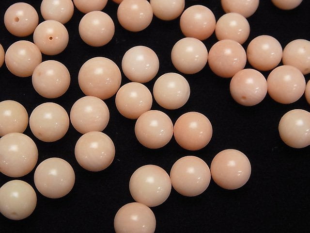 [Video]Light Orange Coral (Dyed) Half Drilled Hole Round 8mm 4pcs