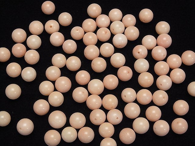 [Video]Light Orange Coral (Dyed) Half Drilled Hole Round 8mm 4pcs