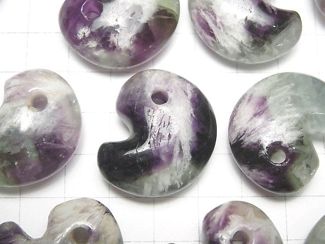 [Video] Angel Feather Fluorite Comma Shaped Bead 29x24mm 1pc