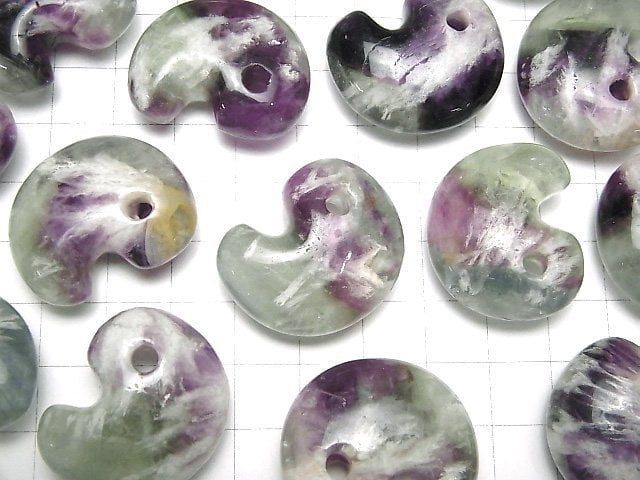 [Video] Angel Feather Fluorite Comma Shaped Bead 29x24mm 1pc