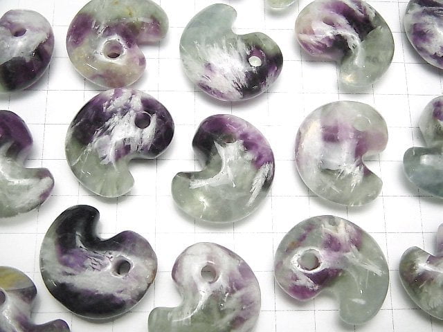 [Video] Angel Feather Fluorite Comma Shaped Bead 29x24mm 1pc