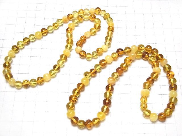 [Video]Baltic Amber Multicolor Nugget Necklace 1strand beads (aprx.16inch/40cm)