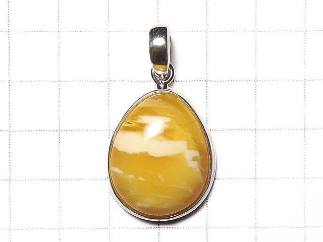 [Video][One of a kind] Baltic Amber Pendant Silver925 Honey Color NO.4