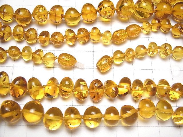 [Video]BALTIC Amber Nugget Necklace Light Brown 1strand beads (aprx.17inch/43cm)