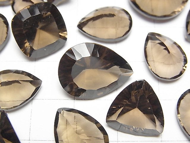 [Video]High Quality Smoky Quartz AAA Loose stone Concave Cut Mix shape 5pcs