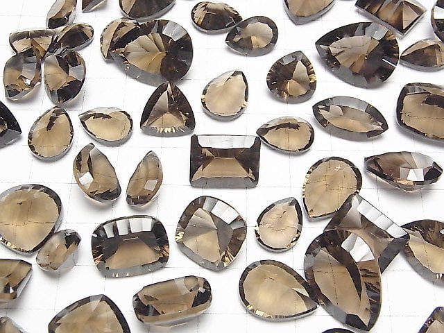 [Video]High Quality Smoky Quartz AAA Loose stone Concave Cut Mix shape 5pcs